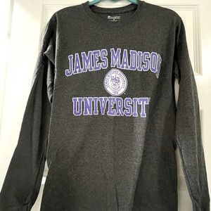 James Madison University Long Sleeve Grey Tee. Champion brand. Size small.